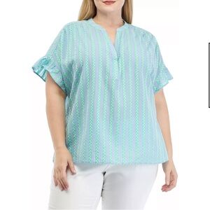 Crown & Ivy Printed Ruffle Top